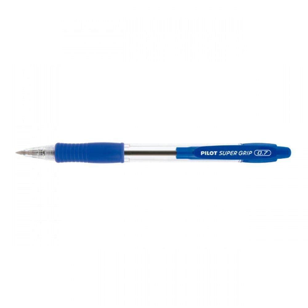 Caneta Super Grip Bp 10r F 0.7 Azul Pilot 12 Unidades
