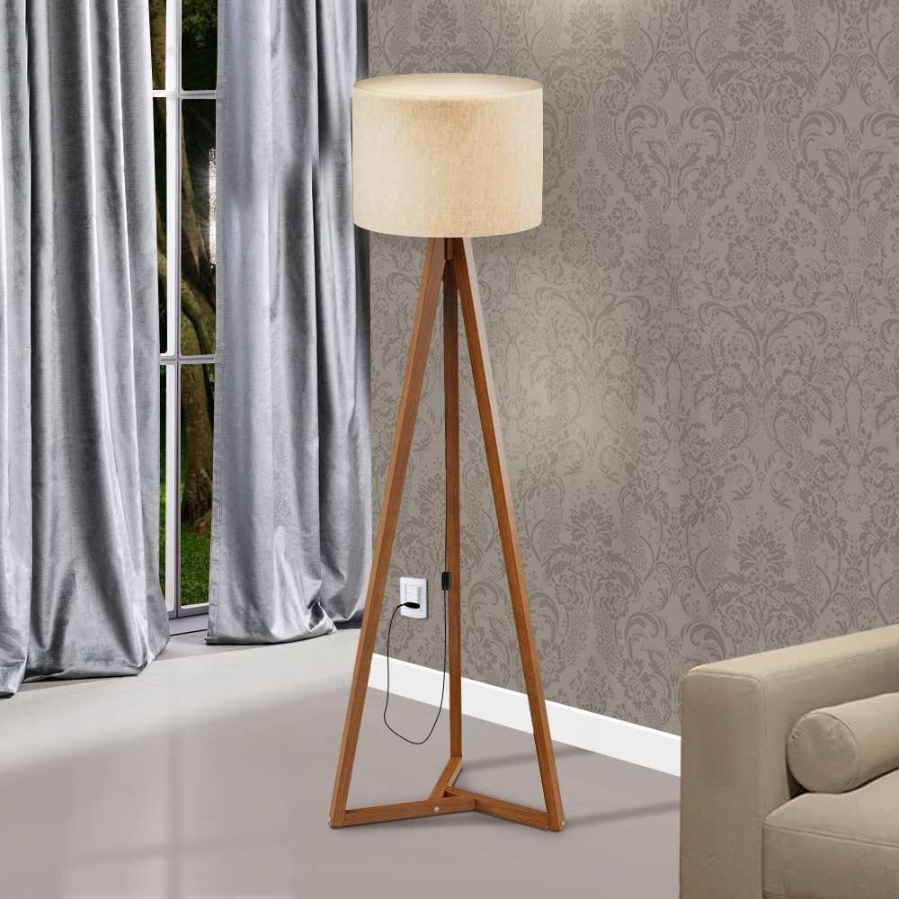 Luminária De Chão Madeira Off White Classic Tebarrot