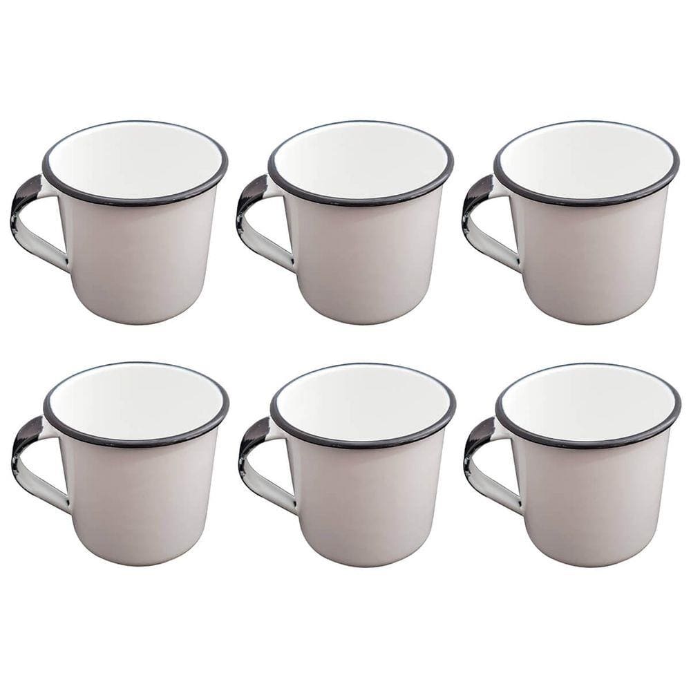 Jogo de Xícaras Café Caneca Esmaltada 400ml Caneca de Agata Branca