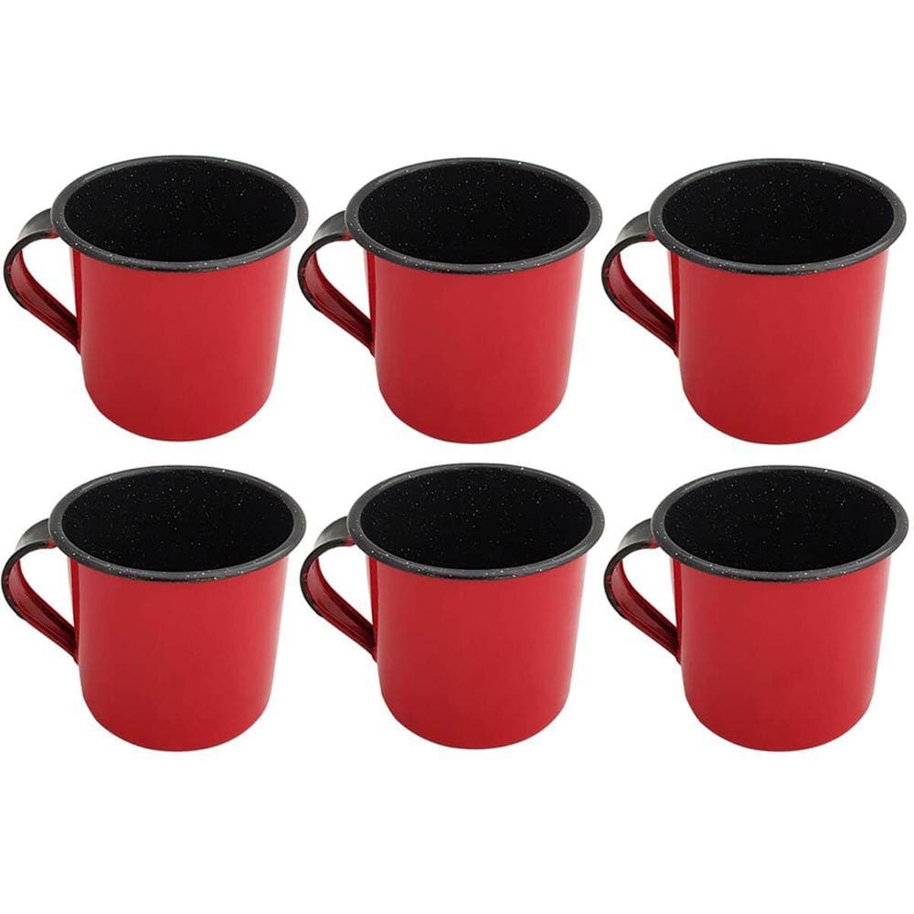 Jogo 6 Xícaras Café Caneca Esmaltada 400ml Caneca de Agata Vermelho