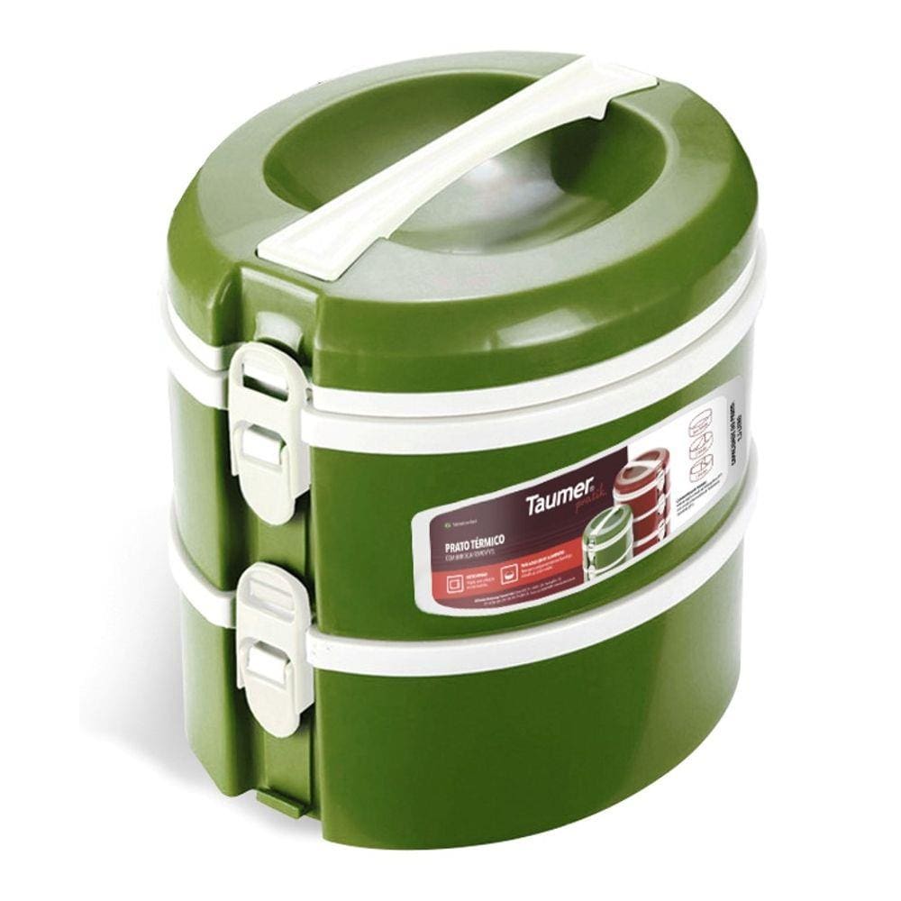 Conjunto 2 Prato Térmico Marmita Refeição Almoço Marmitex Comida - Taumer