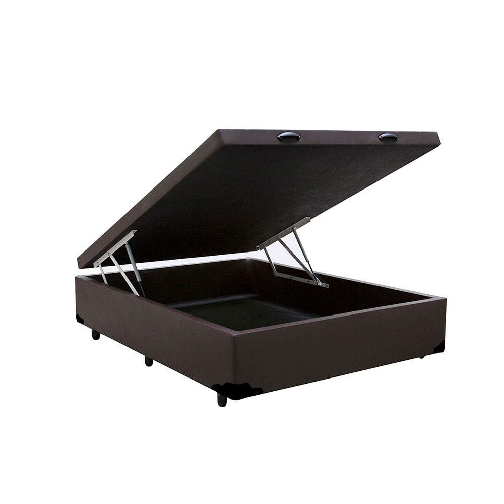 Cama Box Baú Blindado Casal AColchoes Sintético Marrom 49x138x188