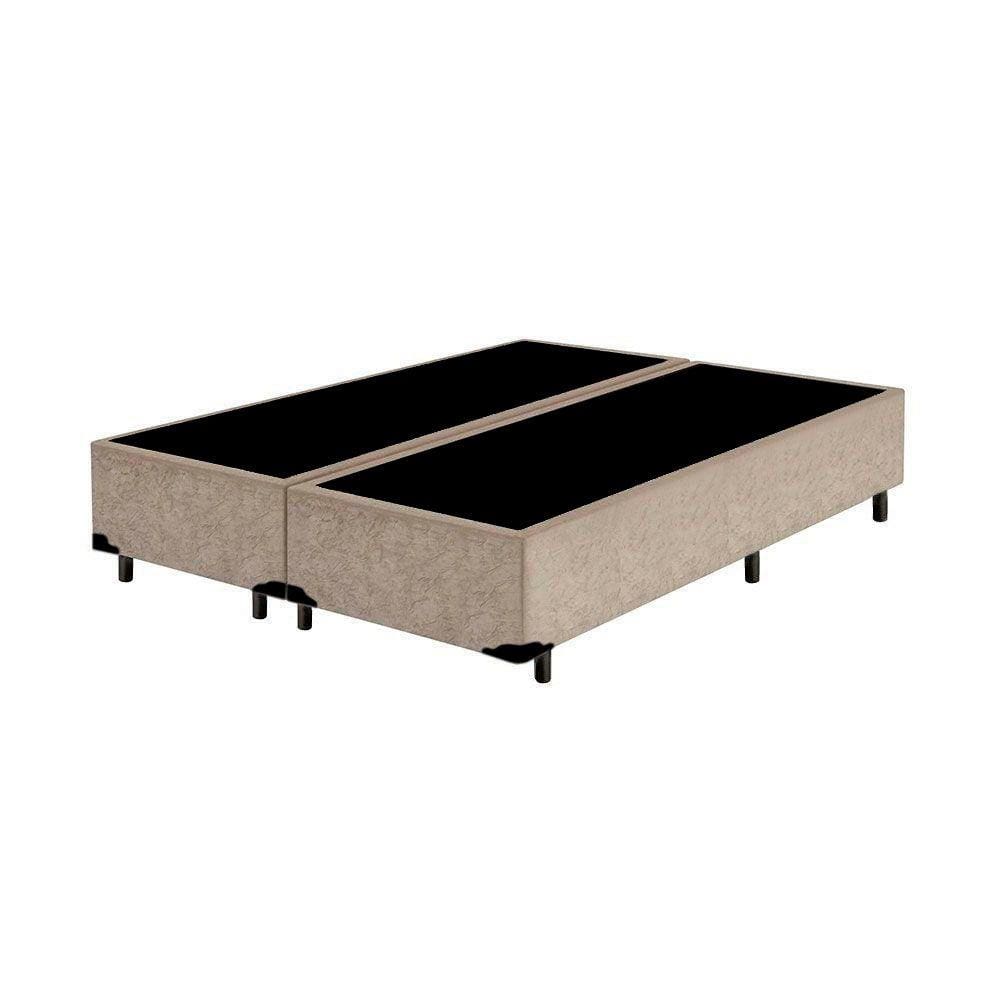 Cama Box Blindado King Bipartido NK Camas Suede Bege 40x193x203