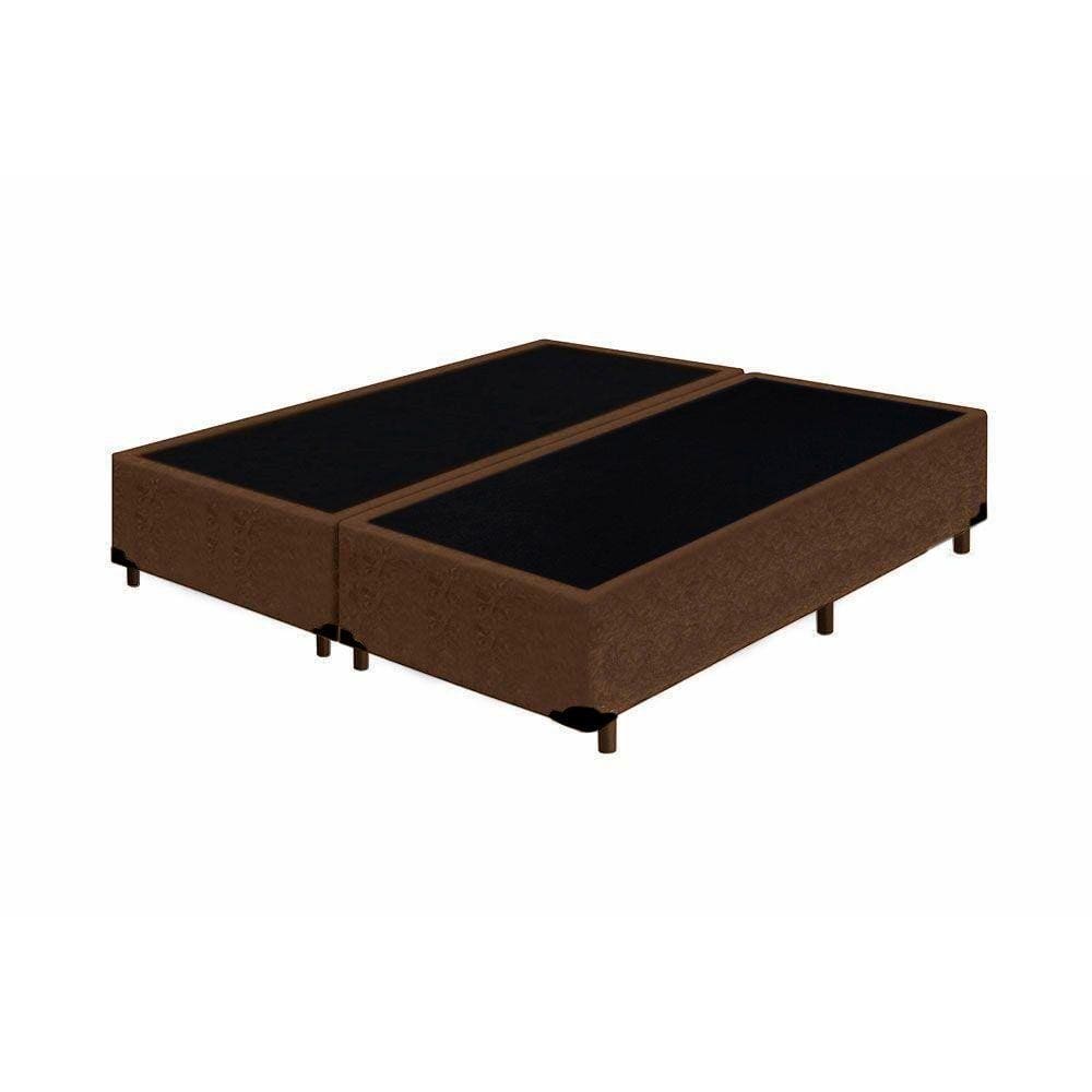 Cama Box Blindado King Bipartido NK Camas Suede Marrom 40x193x203