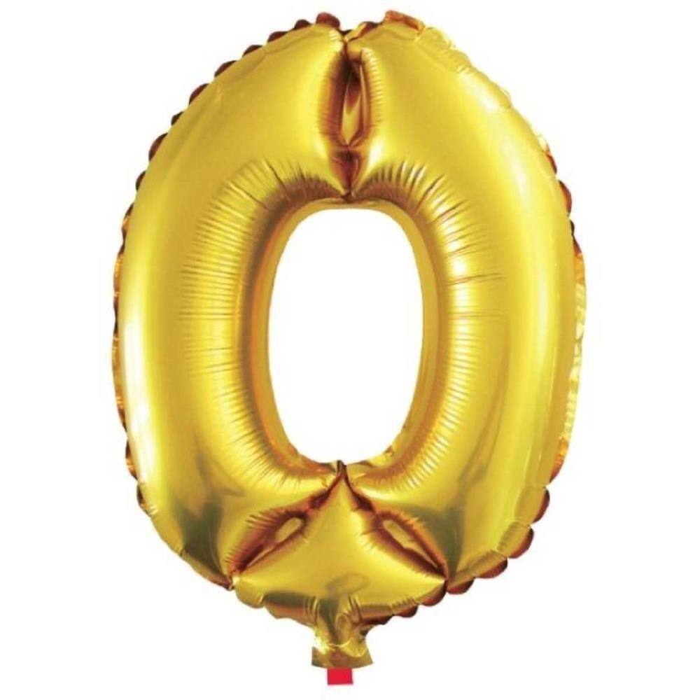 Balão Metalizado Numero 0 Dourado 40cm