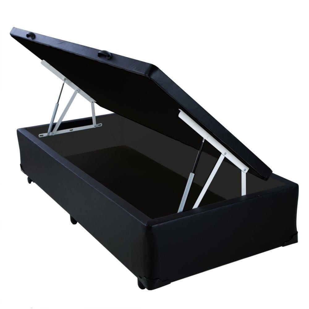 Cama Box Baú Solteiro AColchões Sintético Preto 49x88x188