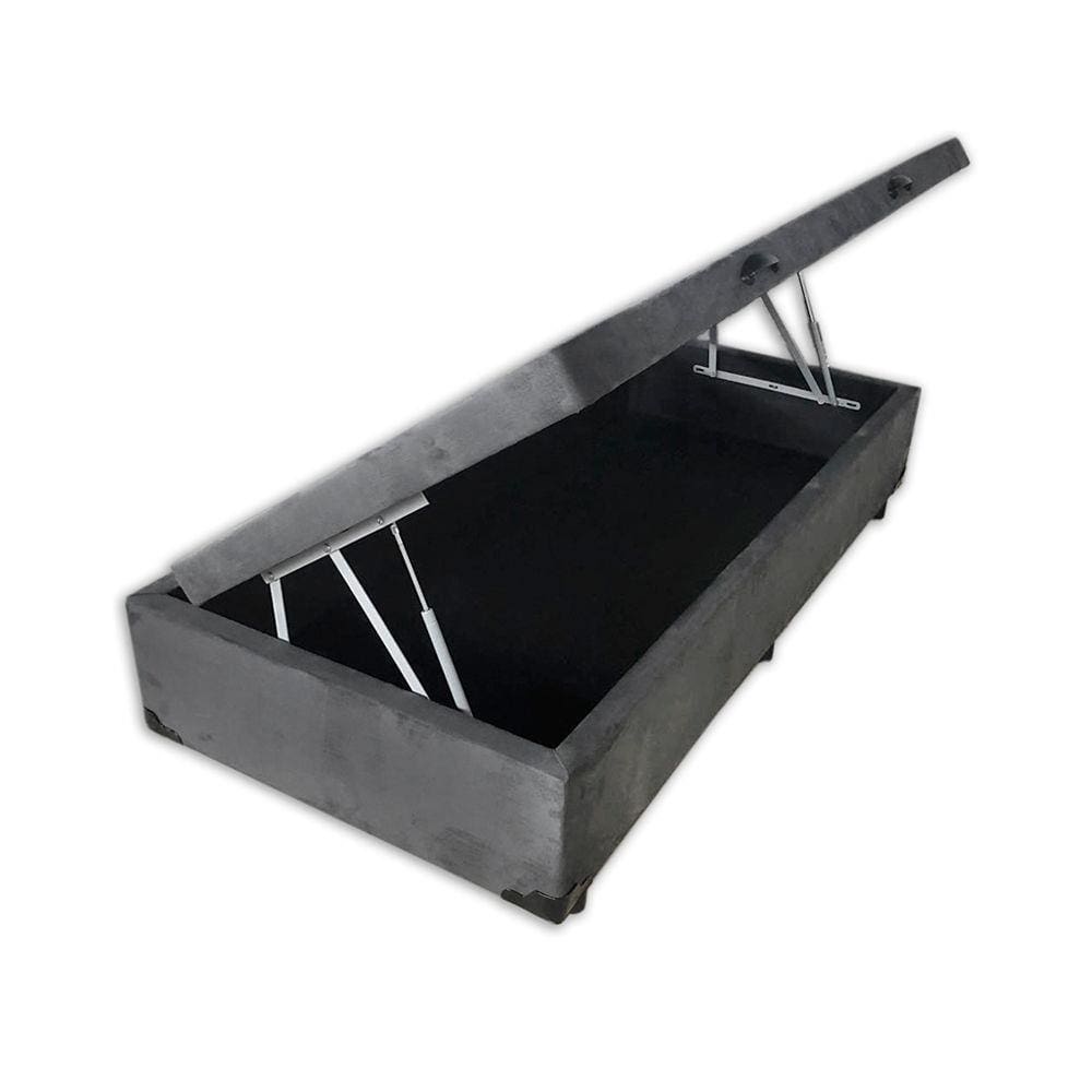 Cama Box Baú Solteiro AColchões Suede Cinza 41x78x188