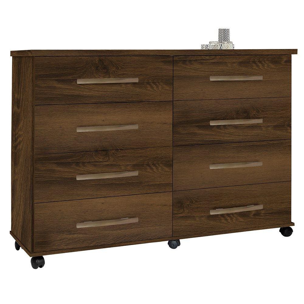 Cômoda para Quarto 136cm 8 Gavetas com Rodízios Jade Freijó Luxo - Móveis Primus