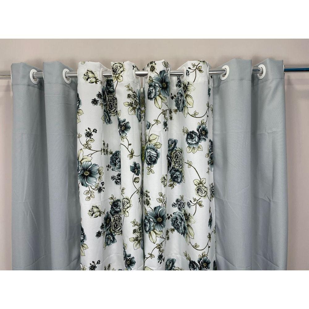 Cortina Floral Cinza-Claro Estampada Sala/Quarto 300X250 Fabritex