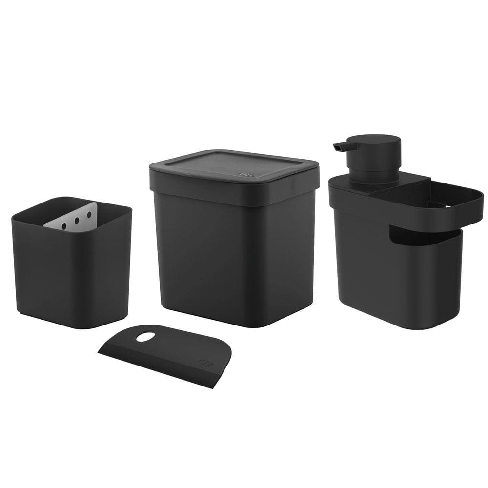 Kit Cozinha Dispenser Detergente Porta Esponja Rodinho Lixeira 2,5L Pia Escorredor Talheres - Ou