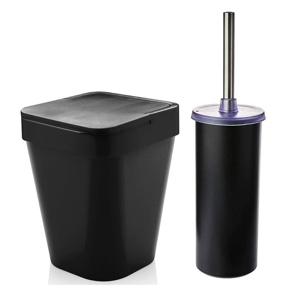Kit Banheiro Suporte Escova Sanitária Vaso + Lixeira 5 Litros Lavabo - Ou