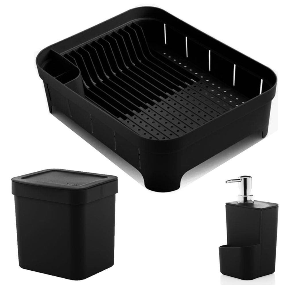 Kit Cozinha Trium Escorredor De Louças + Lixeira 2,5L + Dispenser Detergente - Ou