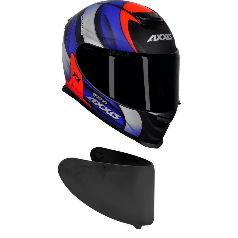 Capacete Axxis Eagle Tecno Matt Preto Vermelho Com Viseira Fumê