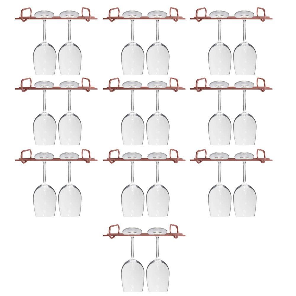 Kit 10 Organizadores Suspensos Para Taças 25cm Suportes Porta Taças Retos Rose Gold