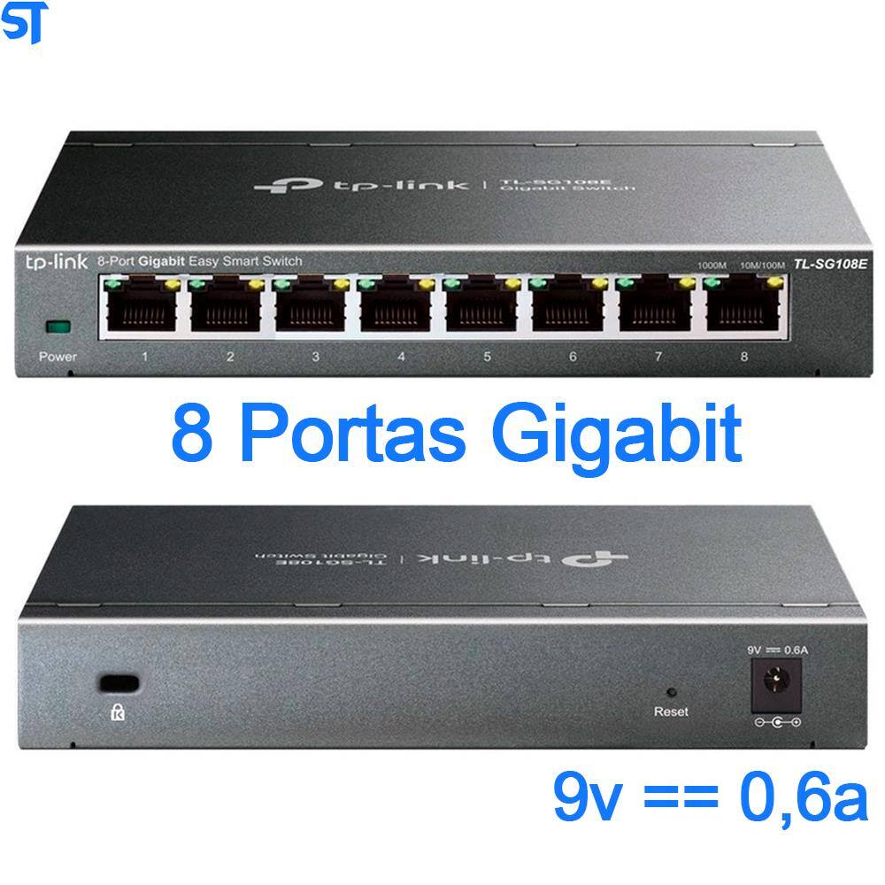 Switch 8 Portas Tp-Link TL-Sg108e Easy Smart Gigabit 10/100/1000 Mbps