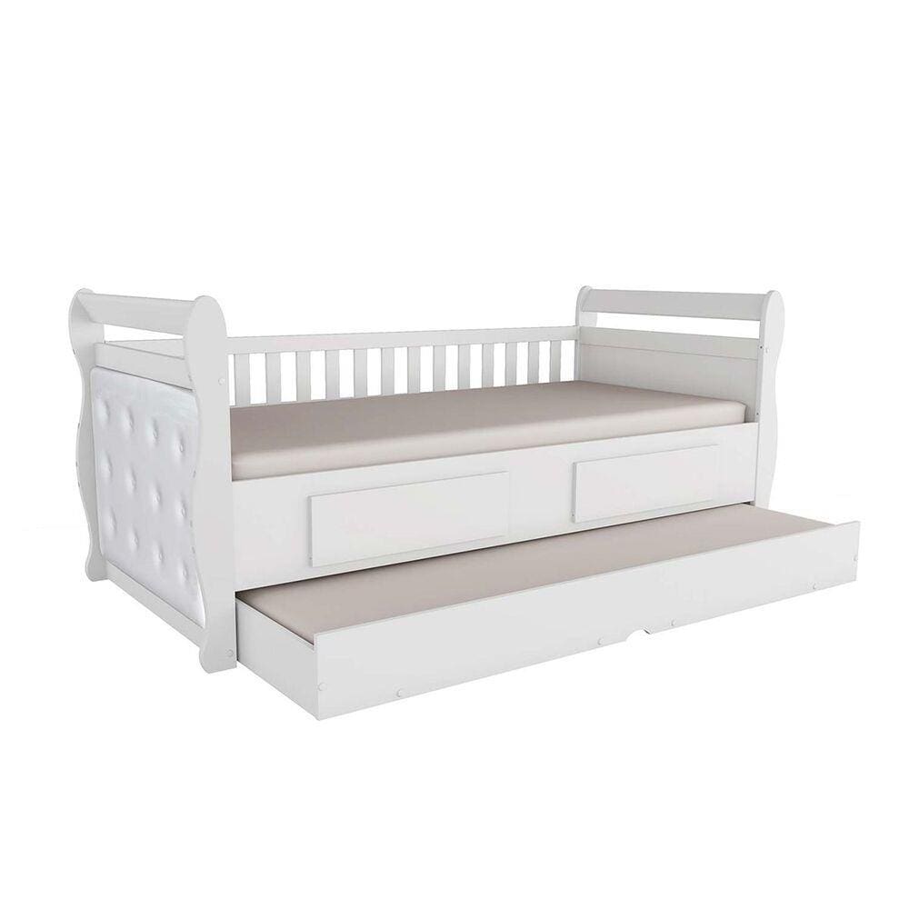 Bicama Infantil Maria 2 Gavetas Móveis Peroba Branco