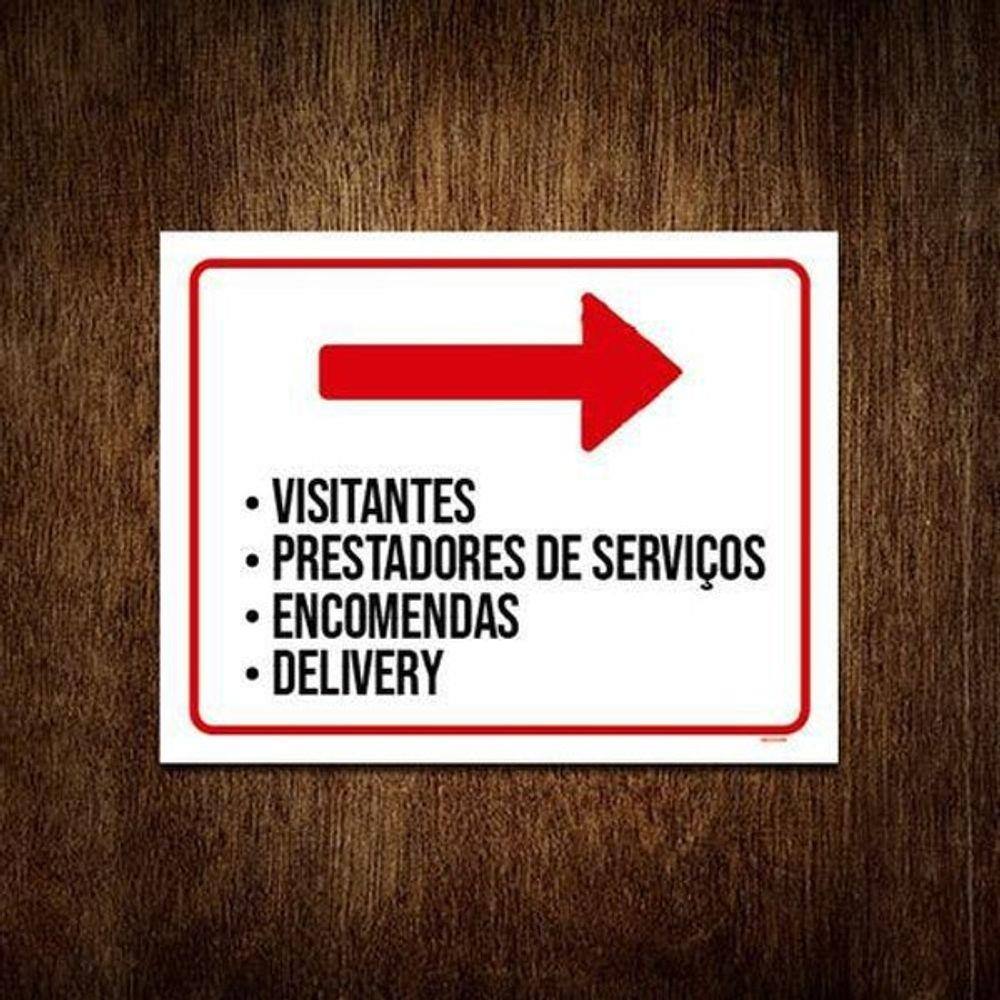 Placa Sinalização - Visitantes Prestadores Serviços 36X46