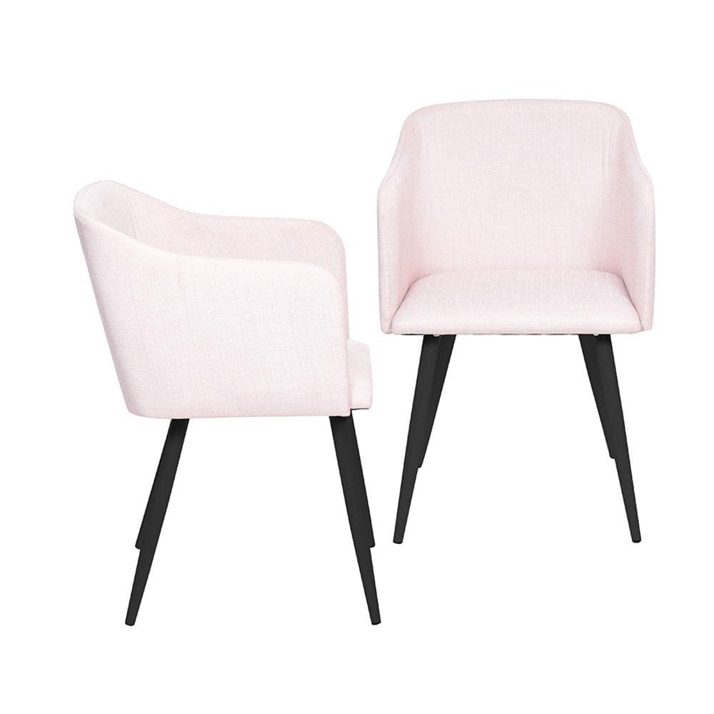 Kit 02 Cadeiras Boxbit Charla Linho Bege Base Metal Cor Preta