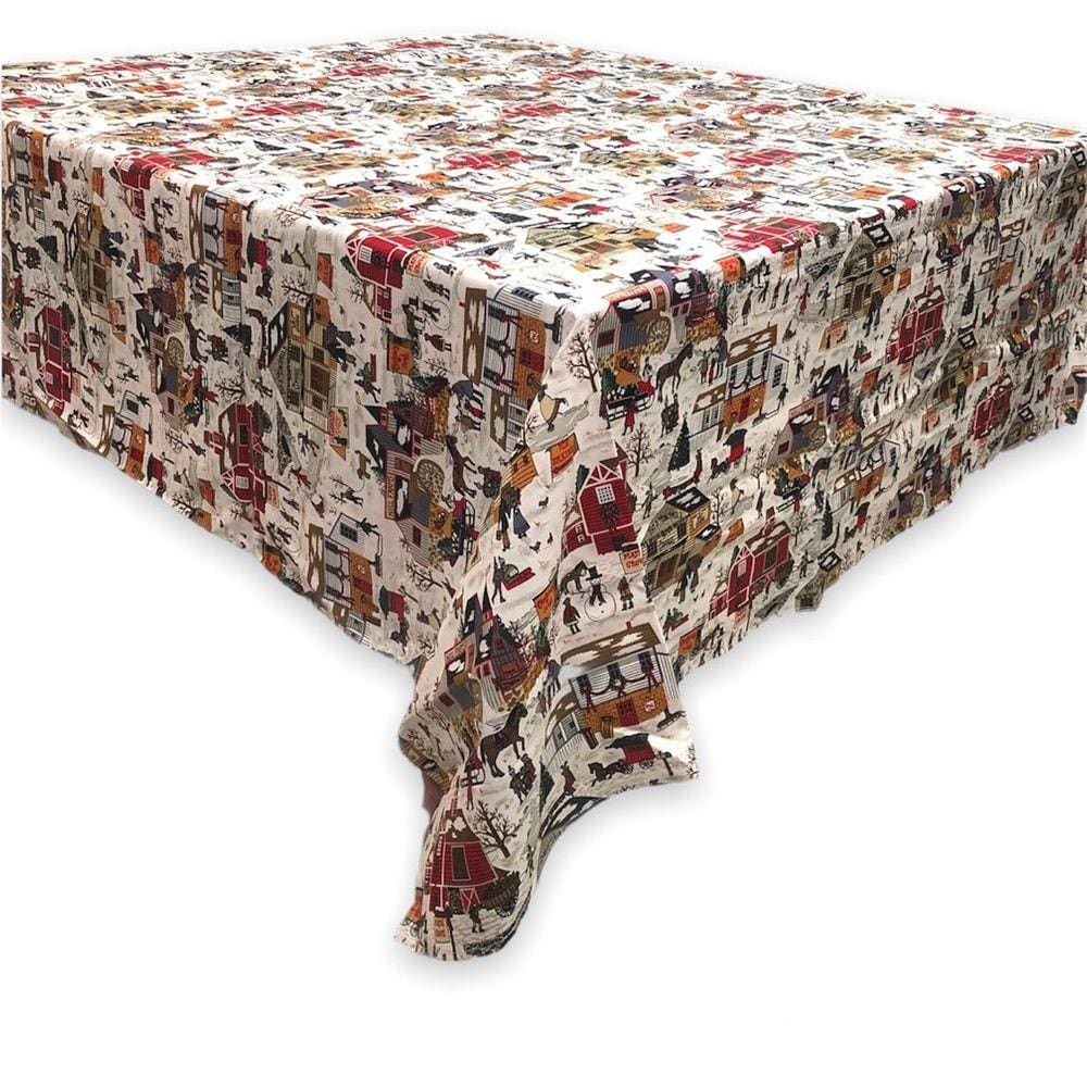 Toalha de Mesa de Natal Estampada Quadrada em Algodão 1,40m - Modelo 3