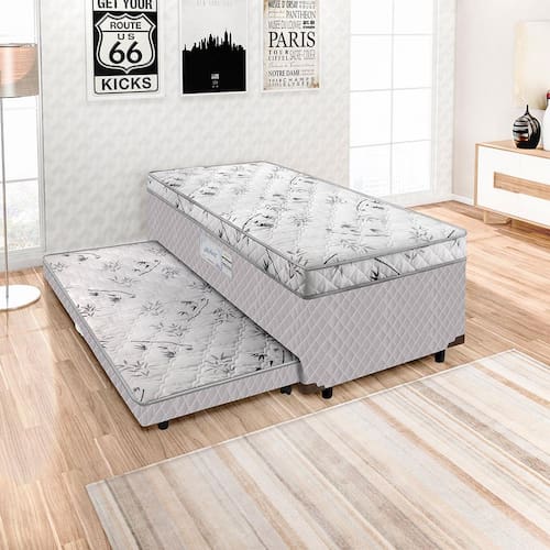 Cama Box Conjugada Solteiro Somopar Carol Ortopédica com Cama Auxiliar 58x88x188 cm Menor preço em Cama Box Conjugada Solteiro Somopar Carol Ortopédica com Cama Auxiliar 58x88x188 cm