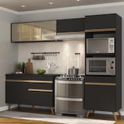 Cozinha Compacta 4 peças Armário e Balcão Veneza Gb Preta