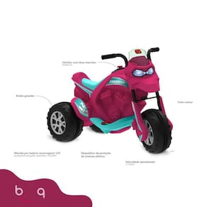 Moto Elétrica Infantil Bandeirante GT2 Turbo 12V Rosa - Bandeirante - 2562  BAND2562