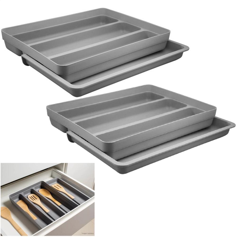 Kit 2 Organizador Gaveta Extensível Divisor Porta Utensílios Talheres Cozinha - Ou