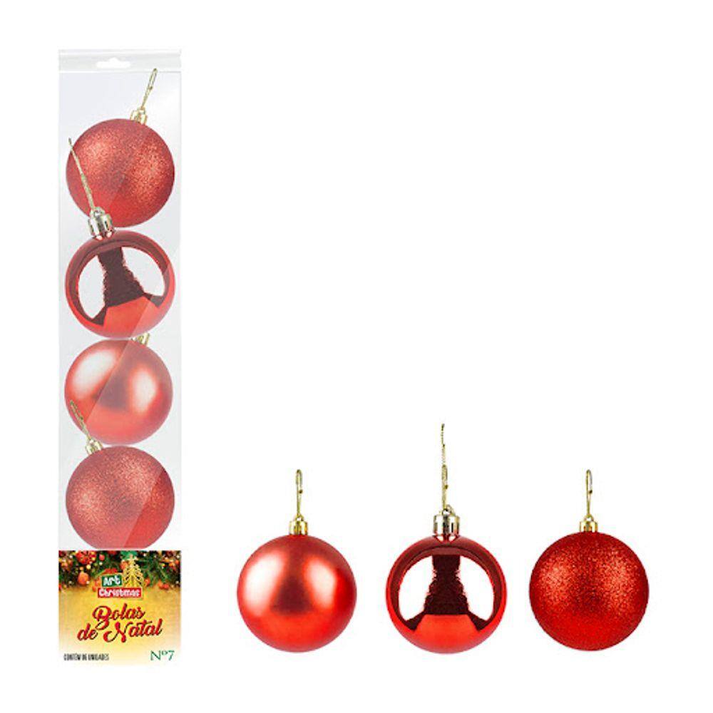 Bolas de Natal Lisa Vermelho Ø7cm c/6 Unidades