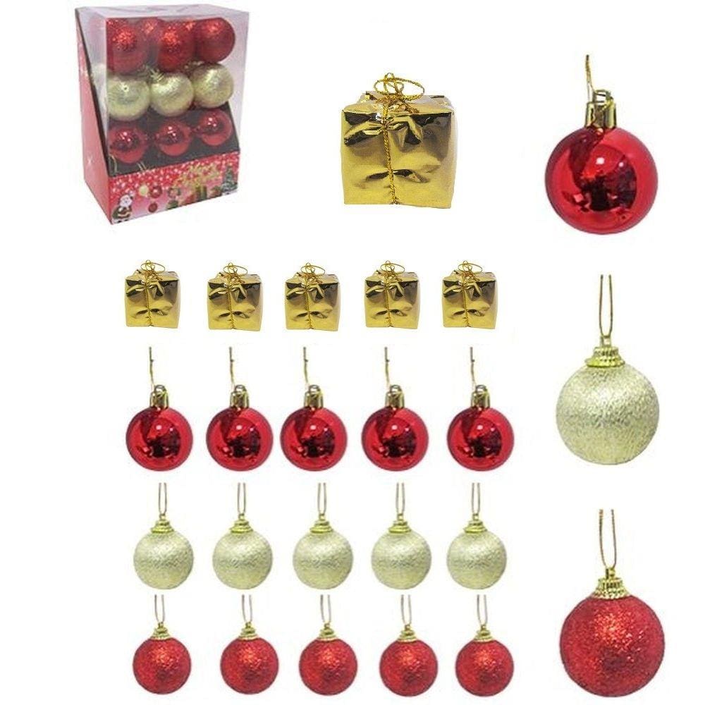 Pacote Bolas de Natal 24 Peças Vermelho