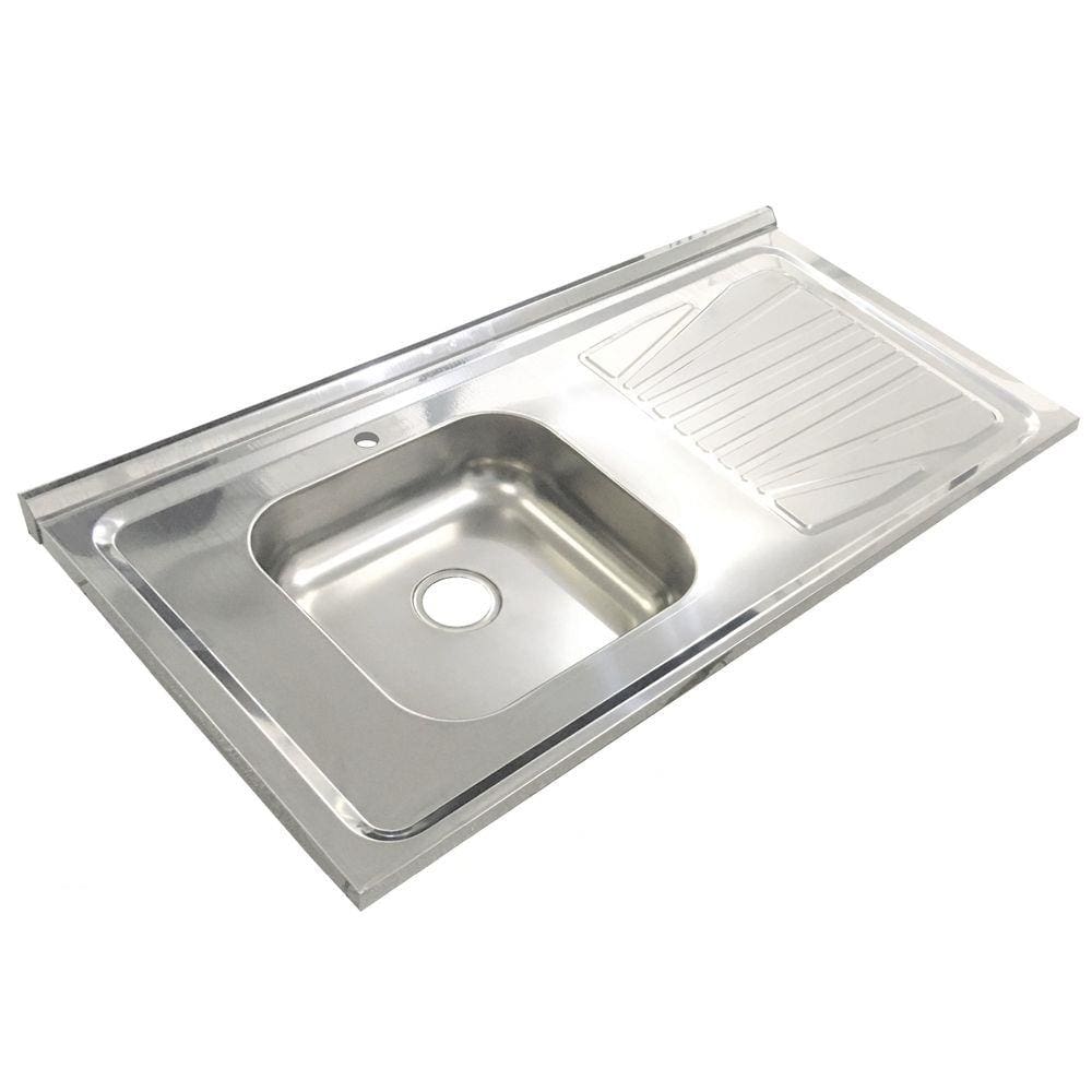 Pia Inox Fabrinox PSD1000E 100x52cm, cuba esquerda e furo para torneira