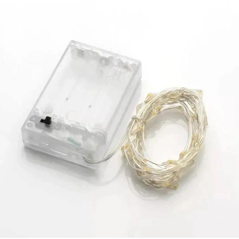 Cordão Fixo 50 LEDs Branco Quente 5m à pilha