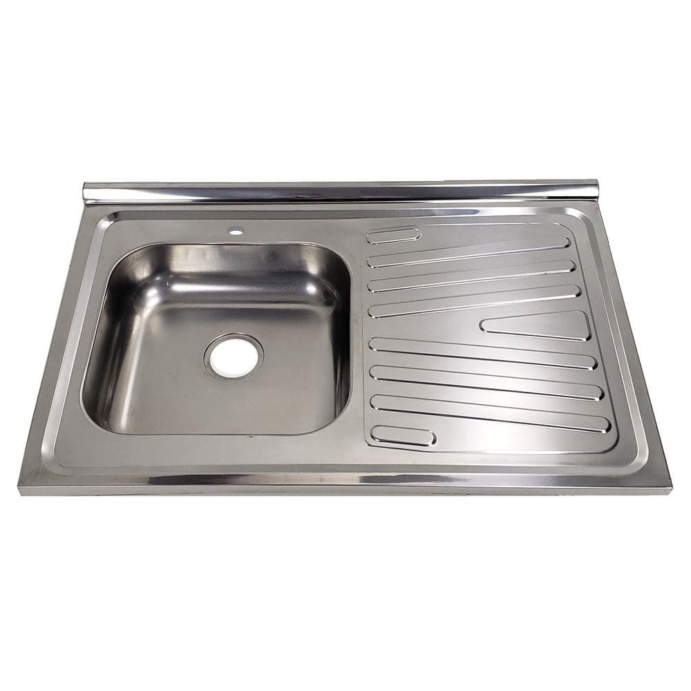 Pia Inox Fabrinox PSD800E 80x52cm, cuba esquerda e furo para torneira