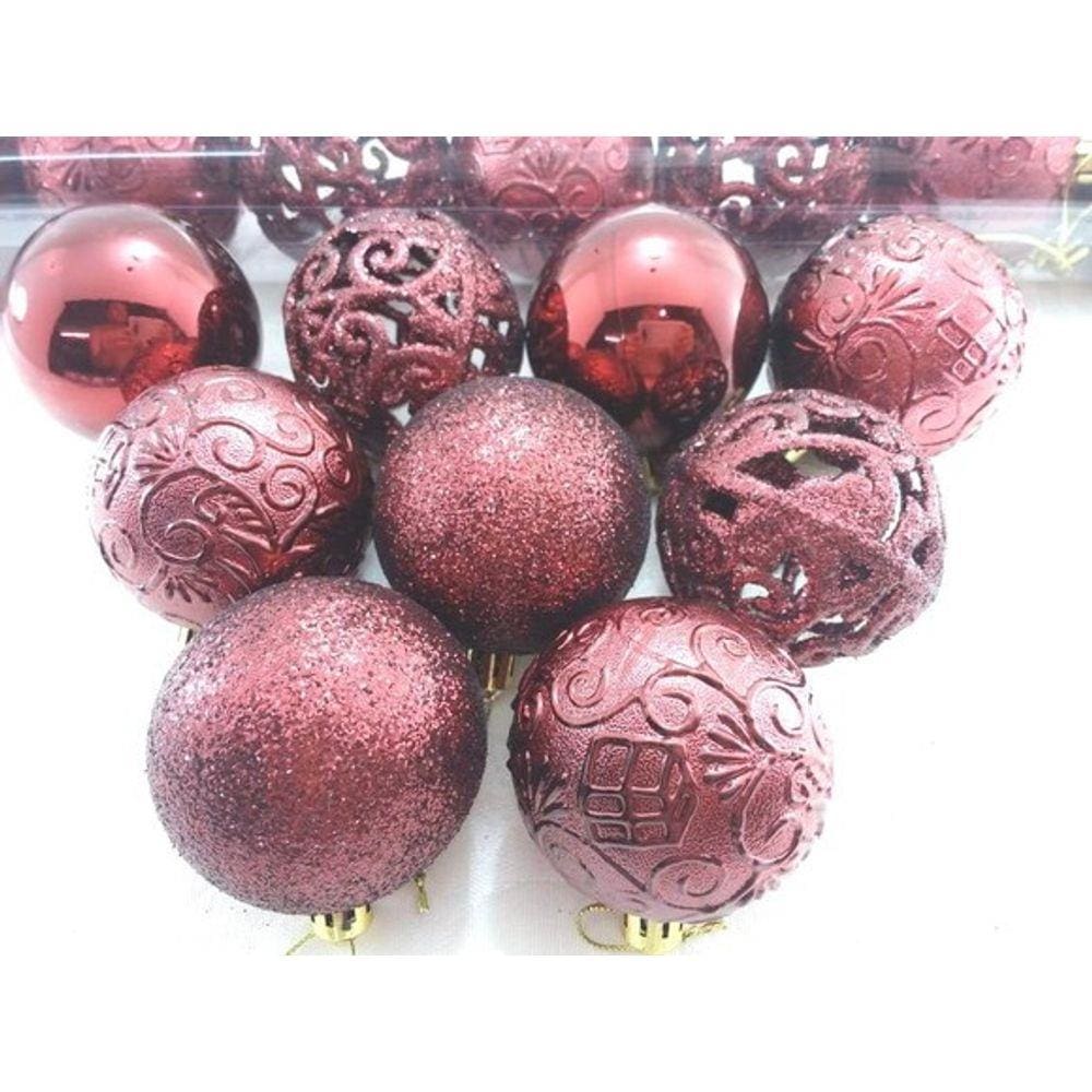 Bola Natal Textura Arabesco Rena c/ 9 Pçs