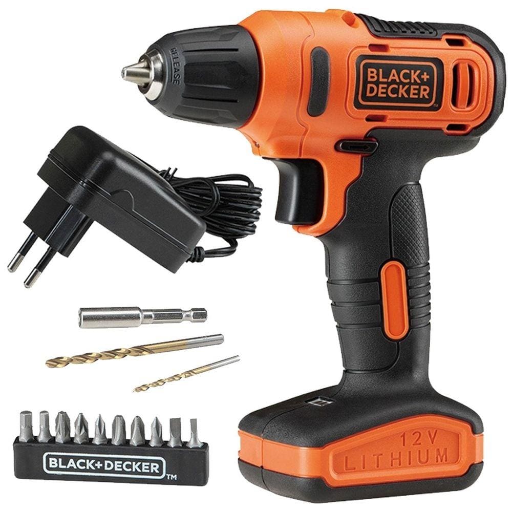 Furadeira Parafusadeira Black + Decker 12v Lithium c/ led e 13 acessórios LD12S 3/8 (10mm)