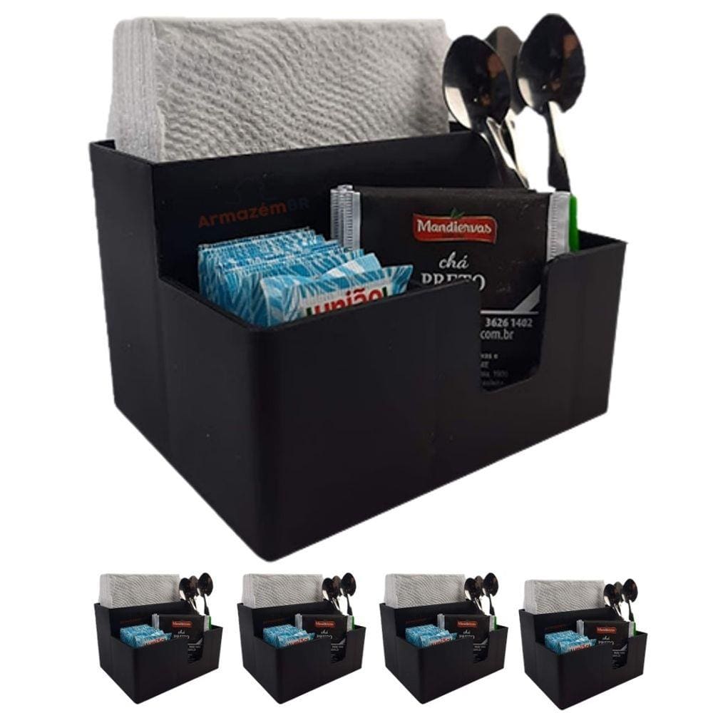 Kit 5 Porta Guardanapo Mesa Papel Sachê Café Açúcar Adoçante Mexedor Lanche - Coza