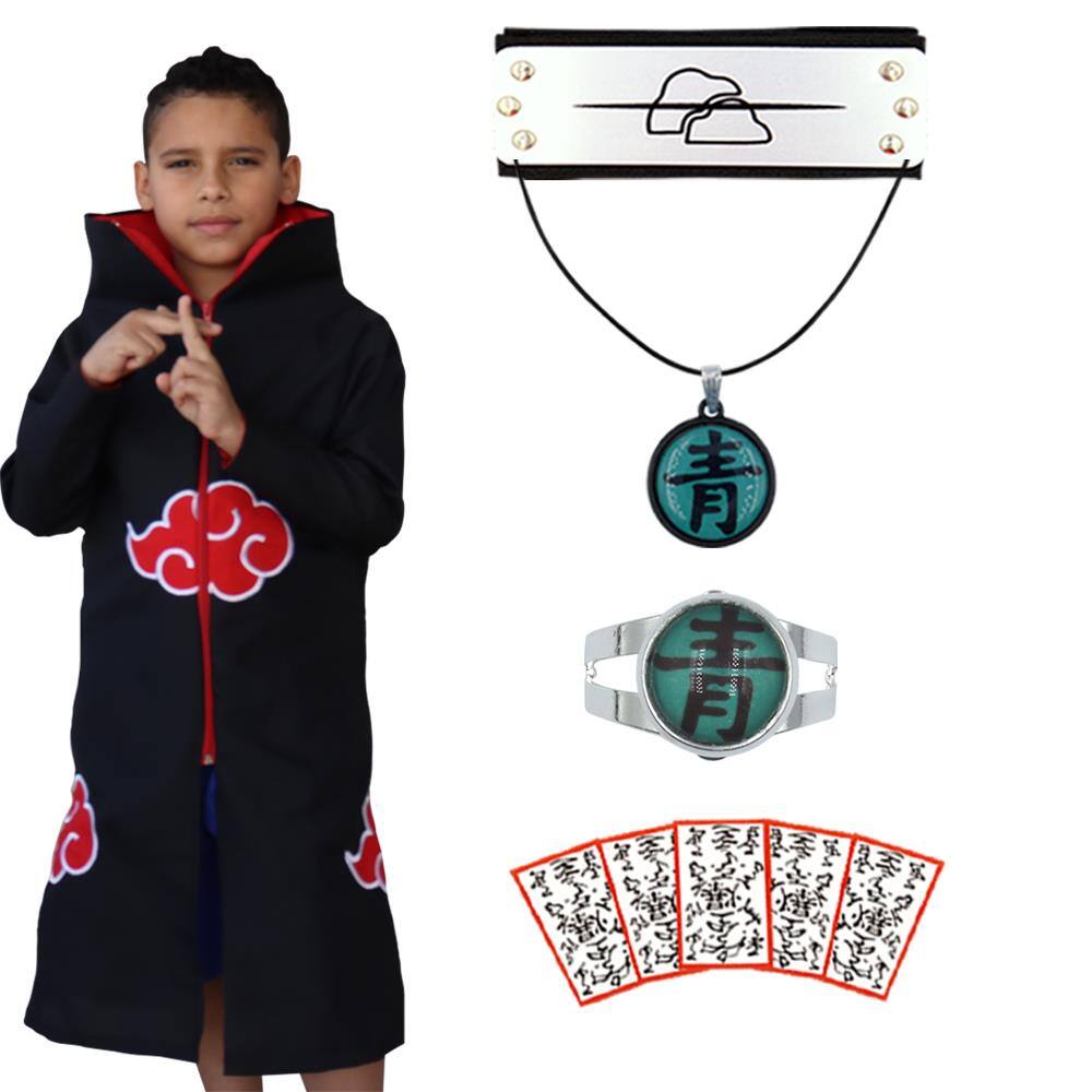 Manto Akatsuki Infantil + Bandana Anel Colar Deidara Naruto | Extra