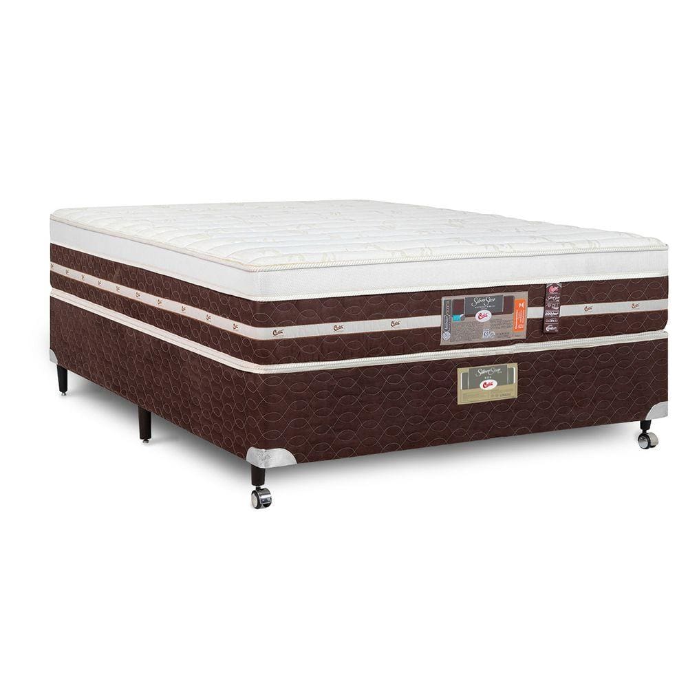 Cama Box + Colchão Castor Casal Silver Star Air One Face Hibrido 138x188x59cm