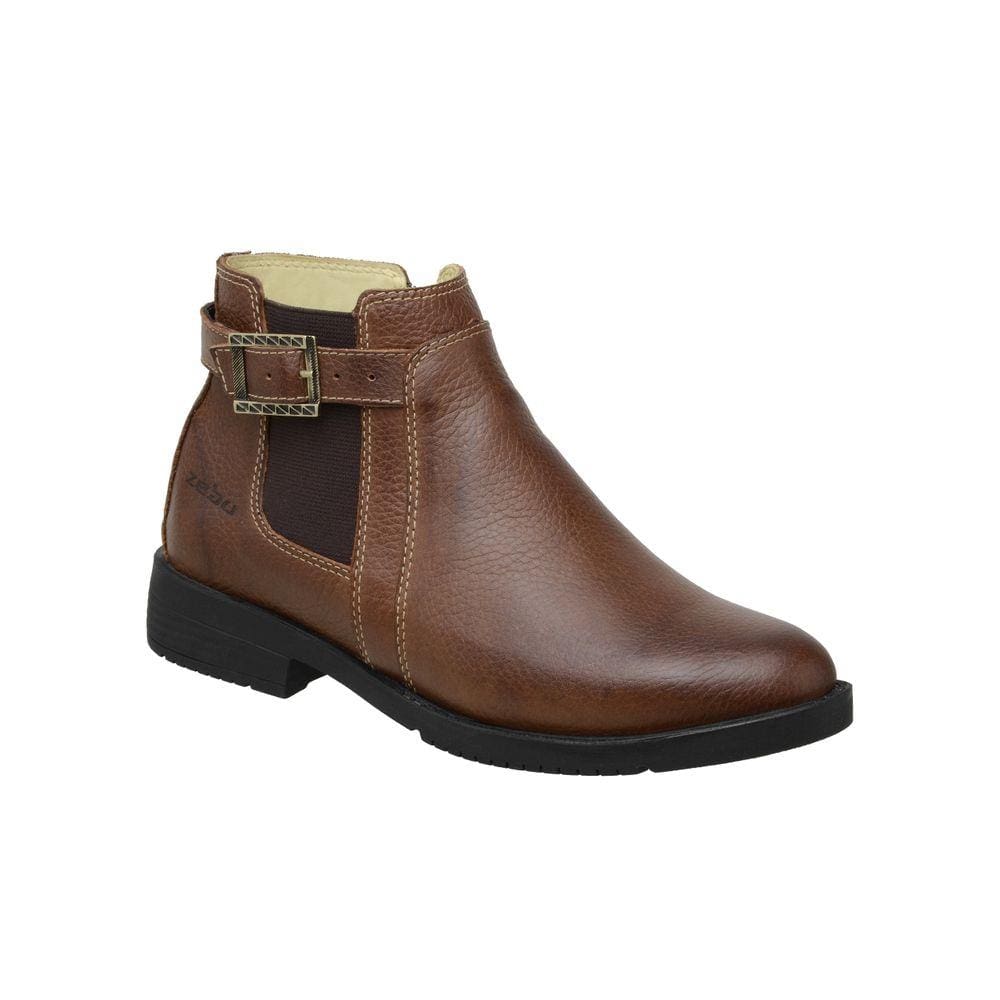 Botina Zebu Anatomica Feminina Marrom Com Ziper 73040