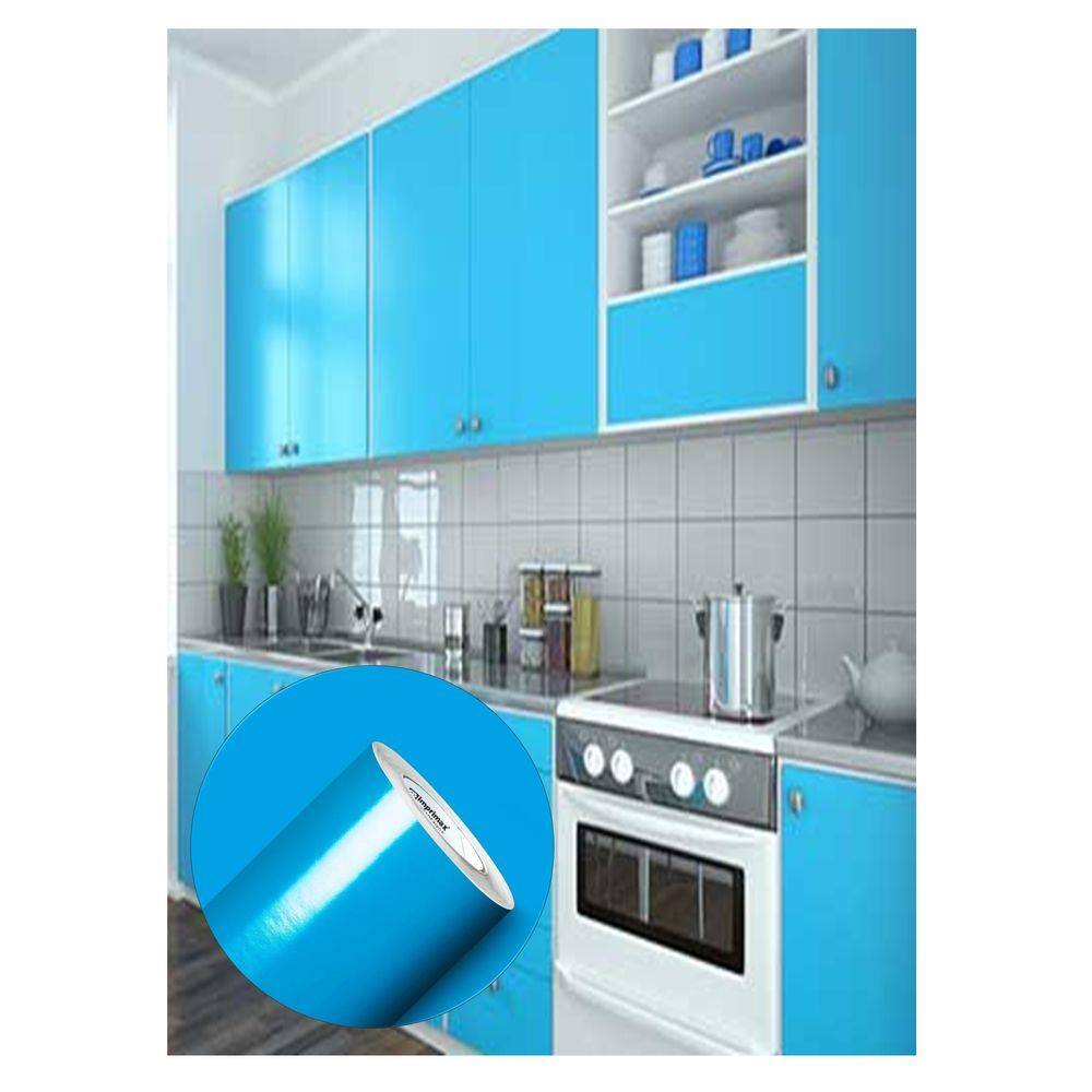Adesivo para envelopamento de móveis Azul Ceu 2m x 50cm