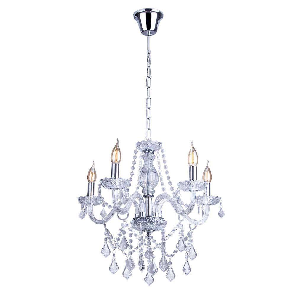 Lustre Candelabro de Cristal Legítimo France Nice 5 braços E14