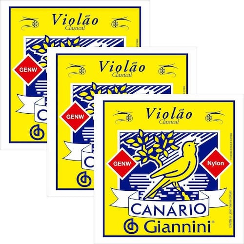 Kit 3 Encordoamento Canário Violão Nylon Genw Tensão Média Menor preço em Kit 3 Encordoamento Canário Violão Nylon Genw Tensão Média