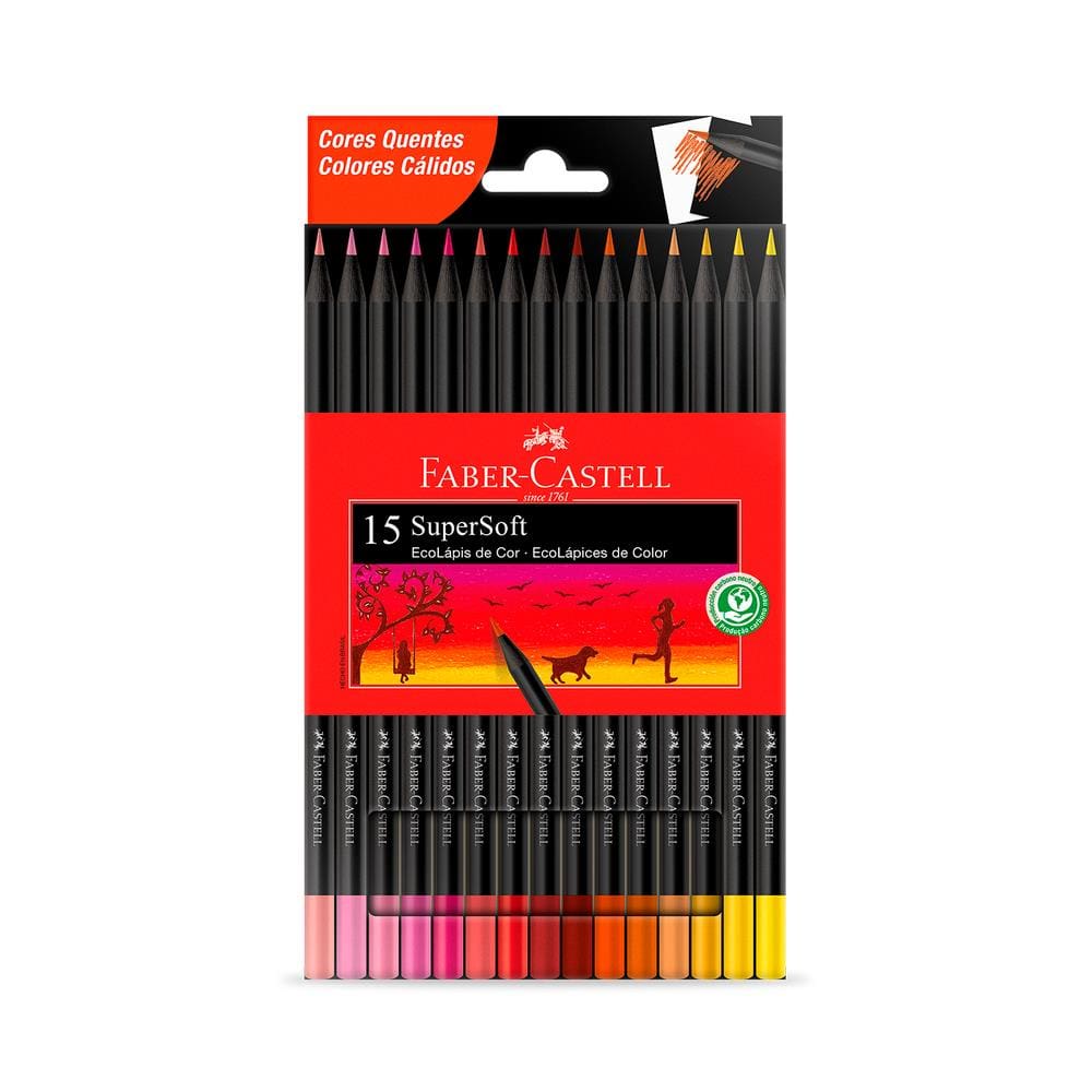 EcoLápis Cor SuperSoft - 15 Cores Quentes - Faber Castell