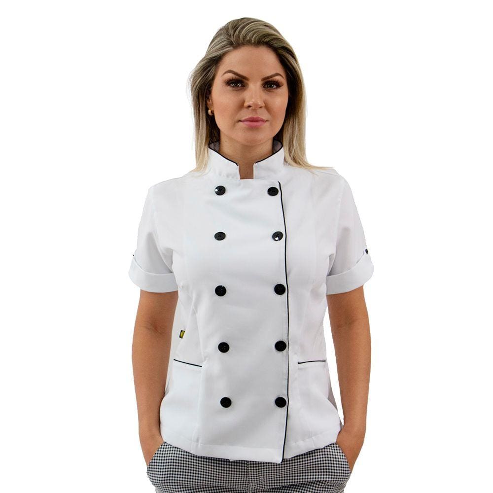 Dolmã chef cozinha feminina manga curta