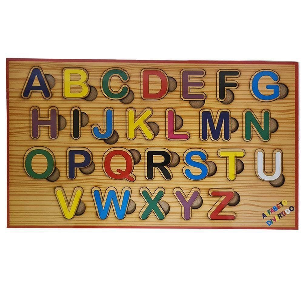 Alfabeto Divertido Brinquedo Pedagógico De Madeira Encaixe