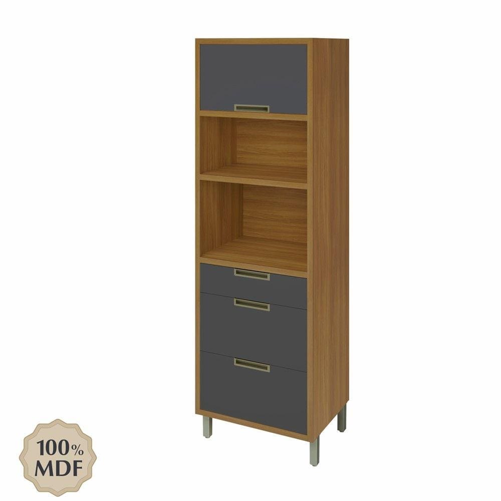 Paneleiro Forno Torre Quente Nesher Imperatriz 1 Portas 3 Gavetas Freijo / Grafite