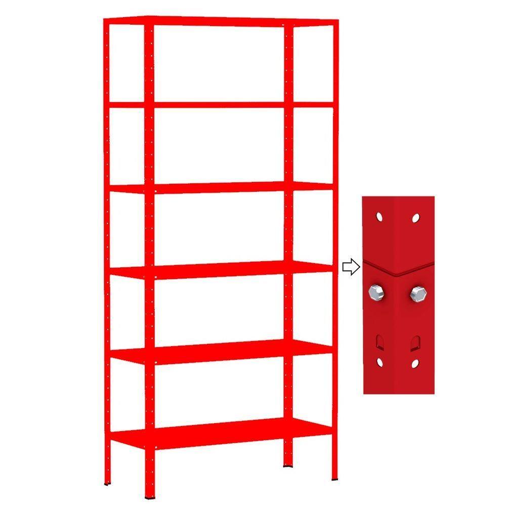 Estante Aço Dupla 176 Flex Amapa 6 Bandeja 40cm Vermelho