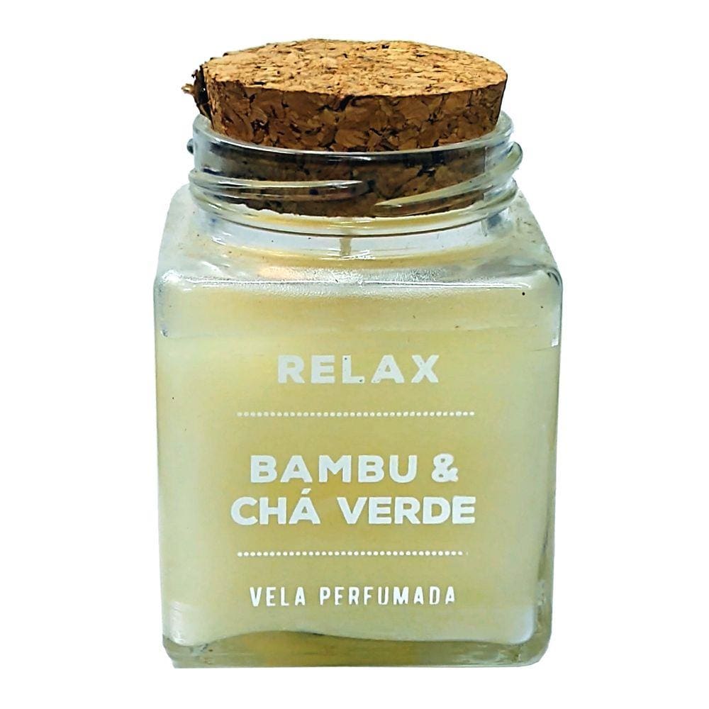 Vela Aromática Bambu E Chá Verde Vidro Decorativo 115G