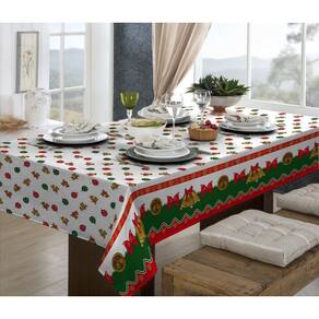 Toalha De Mesa Natal Estampada 4 Cadeiras Xadrez Vermelho