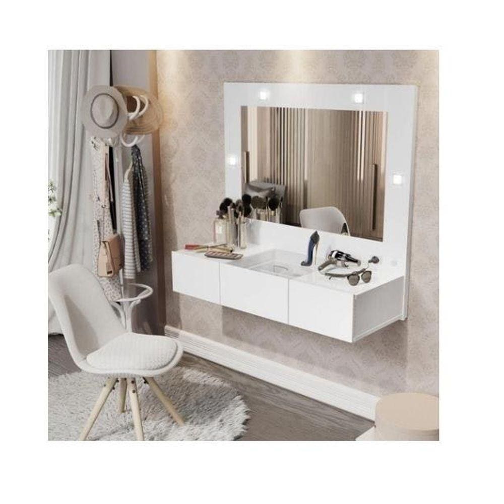 Penteadeira Camarim Suspensa Sofia Branco - Ofertamo