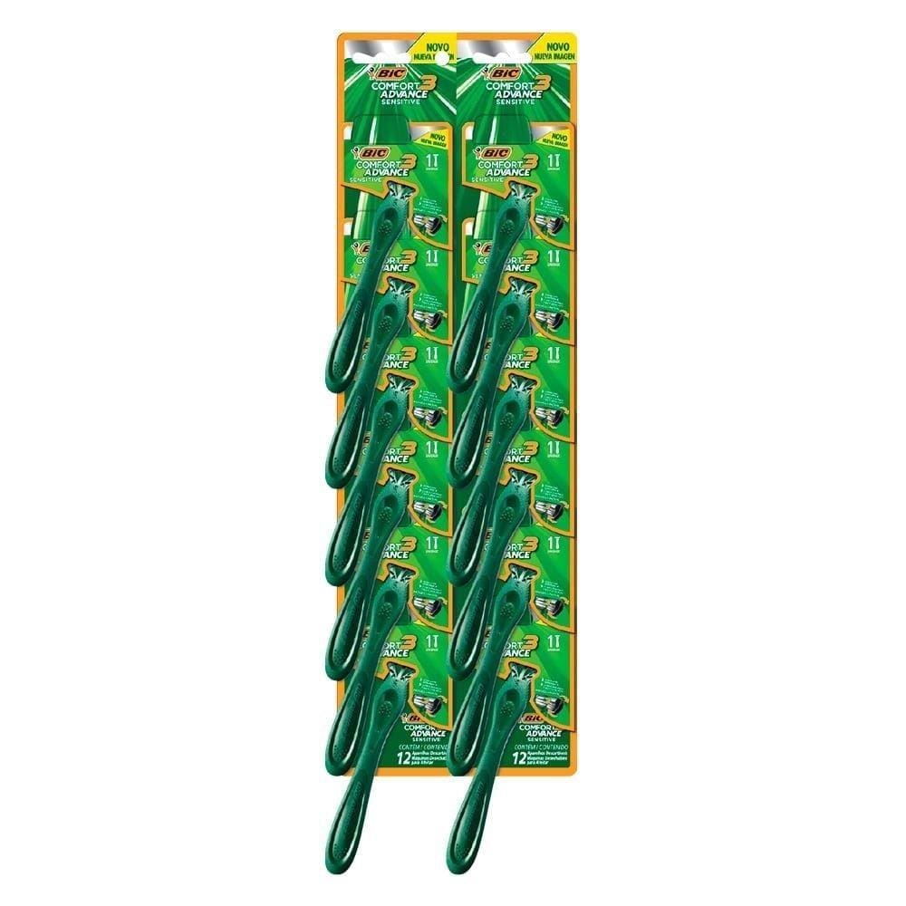 Aparelho Bic Comfort 3 Cabeca Movel Pele Sensivel - Embalagem c/ 12 unidades